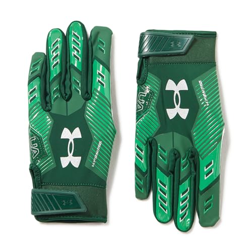 Under Armour Men's F9 Nitro Football Gloves, (301) Forest Green/Team Kelly Green/Metallic Silver, Medium