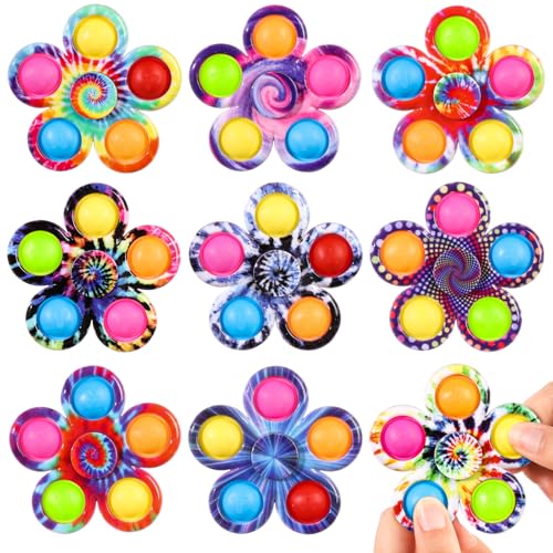 Gigilli Fidget Spinner 9 Pack, Classroom Prize Pop Fidget Spinners for Kids, Sensory Fidget Toys Bulk with Autism, Anxiety Stress Relief Toys, Party...