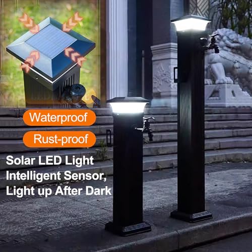 Lampe solaire LED double robinet extérieur borne antigel de 60cm - 4