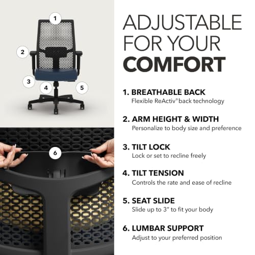 Image of HON Ignition 2.0 ReActiv Ergonomic Office Chair, Lumbar Support, Ocean