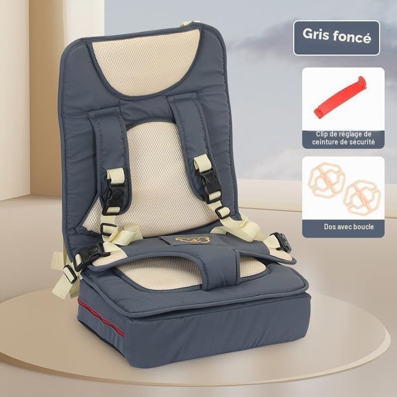 Siège auto compact pliable pour bébé avec ceinture de sécurité de voyage, design peu encombrant léger et compact