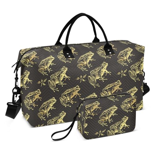 Travel Duffel Bag Old Style Frog Gold Design Gym Duffel Bag with Adjustable Strap for Business Trips Large Capacity bulto de para hombre