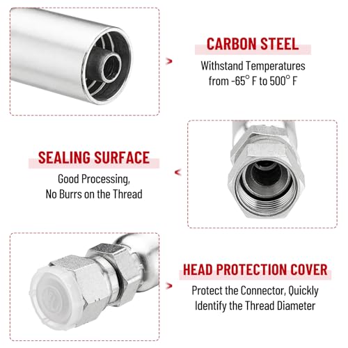 Image of 12 Pack 3 /8 inch Hydraulic Hose Fittings, 3 /8 inch I.D. Hose x 1 /2 inch JIC 37 Female with Protection Cover Hydraulic Hose End Swivel Crimp Fitting Kits