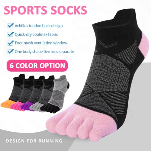 Womens Toe Socks Cotton Athletic Running Socks No Show Five Finger Sports Arch Support Ankle Socks 6 Pack2