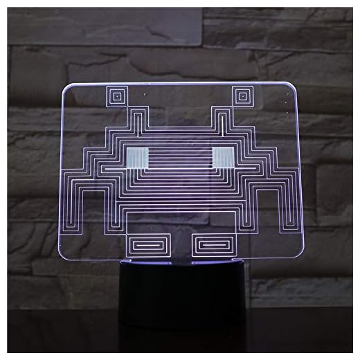 WoloShop Lampara LED Space Invader Cambia Color USB Luz Nocturna