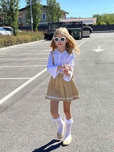LOLANTA Saia de uniforme para meninas, suspensório, saia de tênis, plissada, cintura elástica, vesti