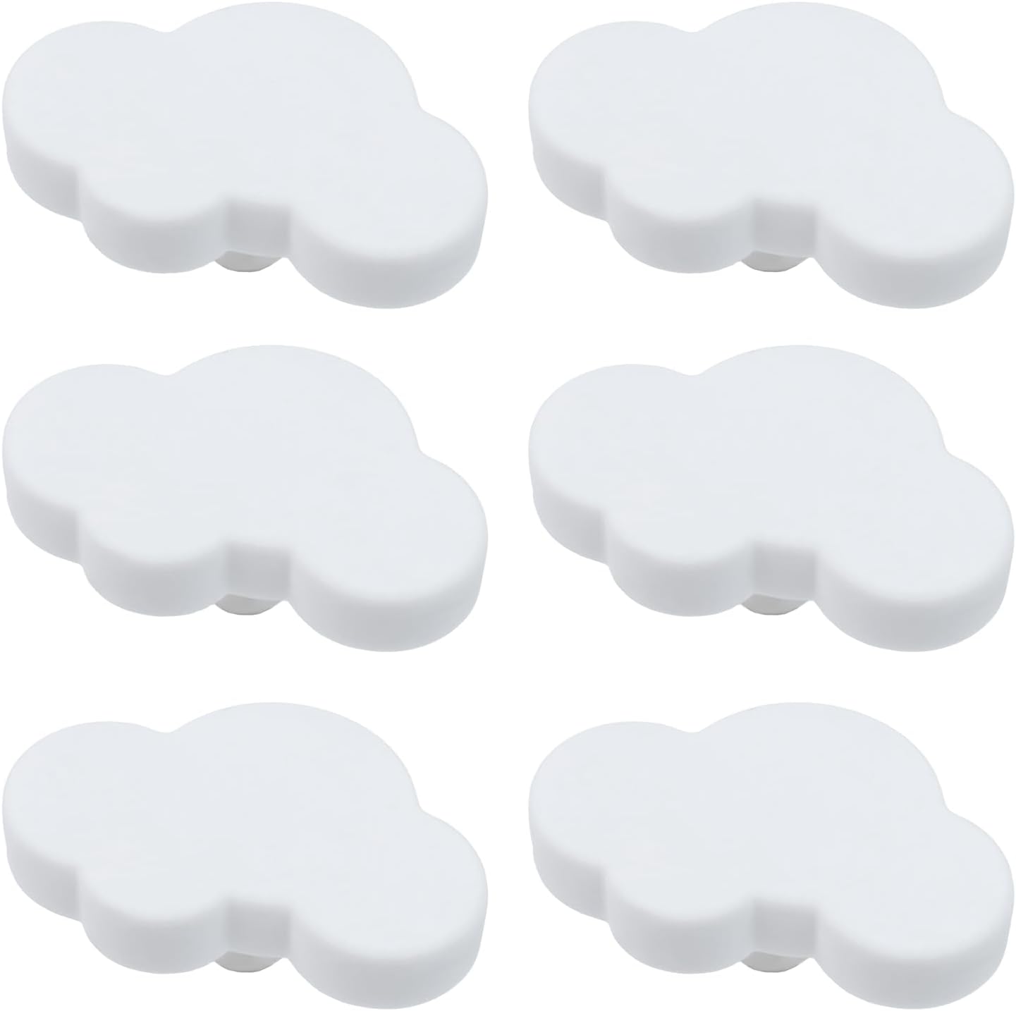 LC LICTOP 2 Inch White Star Soft Rubber Drawer Knobs 6pcs, Warm Style Cabinet Knobs for Cabinets, Cute Drawer Pulls Handles with Screws for Dresser Wardrobe Closet