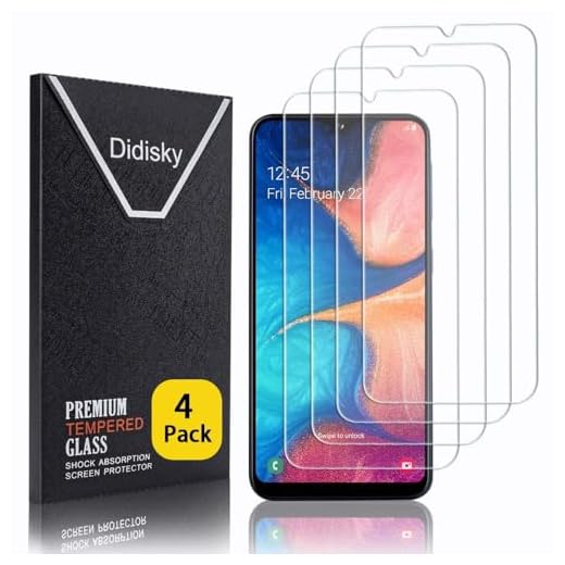 Didisky Lot de 4 Protecteur Verre Trempé pour Samsung Galaxy A20e, Film Protection écran, dureté 9H, Pas de Bulles, Haute définition