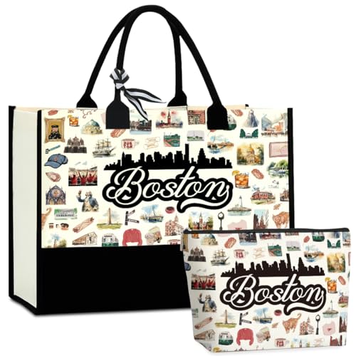 Boston Dallas Washington DC San Francisco Los Angeles China Travel Tote Bag Makeup Bag Set