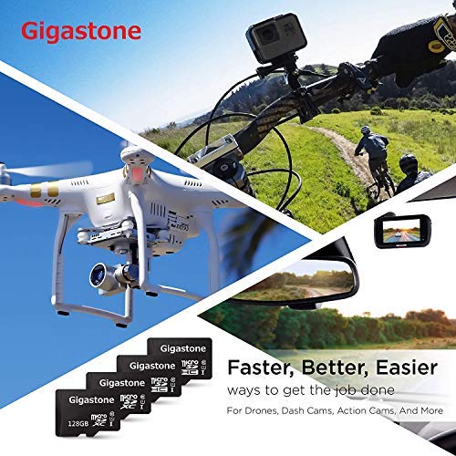 GIGASTONE Scheda di Memoria Micro SDXC da 128 GB e Adattatore SD, Set da 5, A1 U3 4K, Fino a 95 MB/s di Lettura, 40 MB/s di Scrittura per Videocamere Tavoletta Dashcam Canon Nikon DJI Drone