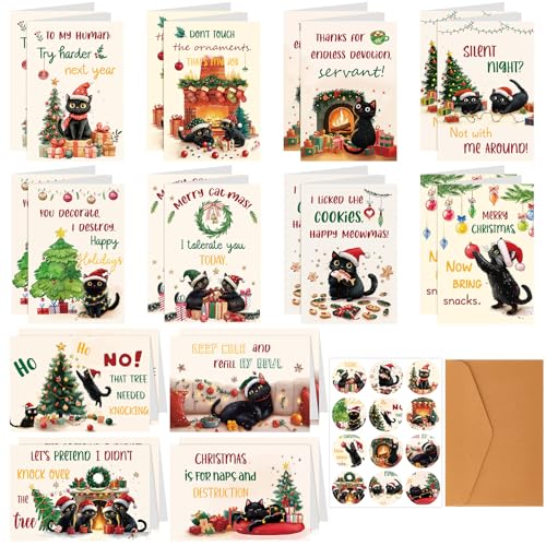 Jolie carte pliable pour amoureux des chats à joindre aux paquets cadeaux de toute la famille