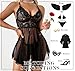 Ruzishun Women's Lingerie Sexy Lace Babydoll Dress Pajamas with Pantie Black-M