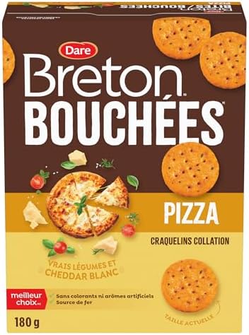 Breton Pizza Bites Crackers - Light, Crispy, and Cheesy Bite-sized Snack Crackers made with Real Veggies and Cheese, For School, Lunch Box, and More, Peanut Free, 180g - 3