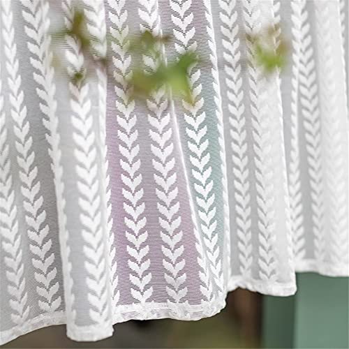 Cortina corta de encaje para ventanas pequeñas, panel traslúcido blanco de 150x60 7