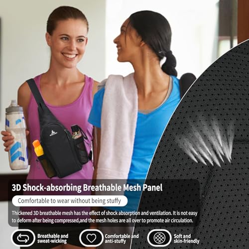 Peicees Pack of 2 Small Sling Bag with 2 Bottle Holders, Sling Backpack Crossbody Bag Chest Daypack for Daily Use Travel, Bottle Not Included, Orange and Black3