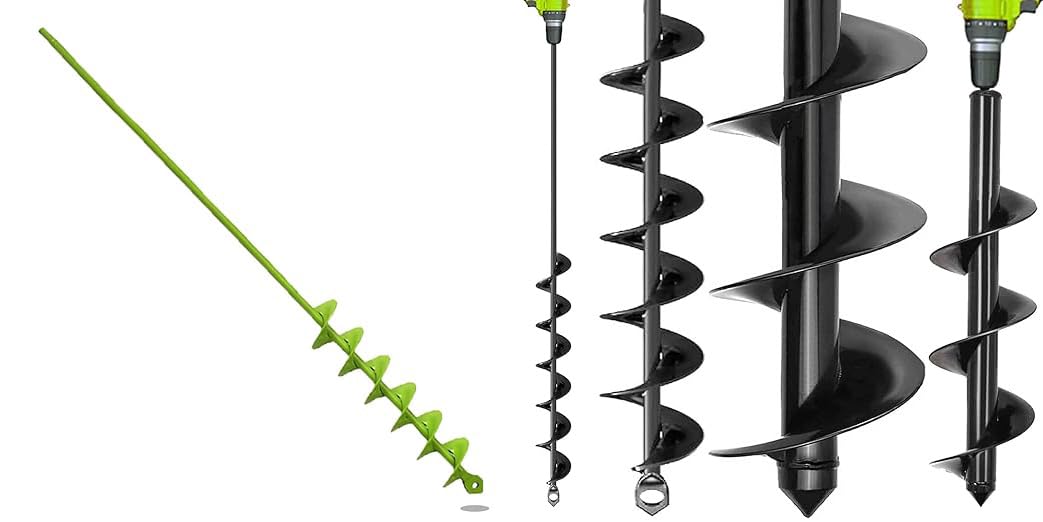 TCBWFY 2x32 Inch Auger Drill Bit for Planting - Long Handle Easy Planter Garden Auger,Auger Drill Bits for Planting 3x16.5in and 2x32in Solid Shaft Plant Flower Bulb Auger Spiral Hole Drill