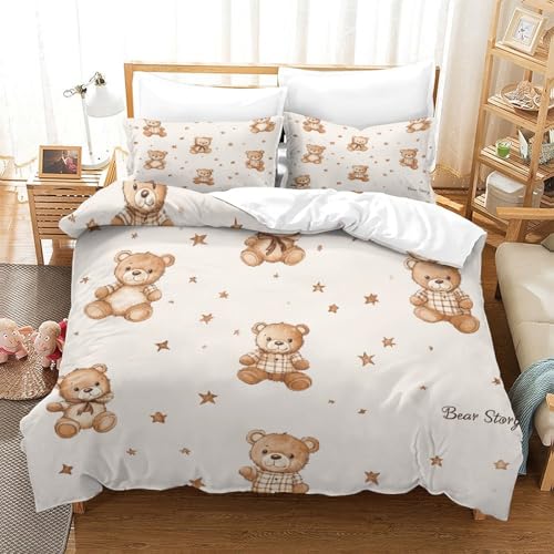 Parure de lit confortable motif ours en peluche 3D - 3