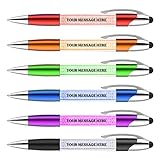 Personalized Pens+Stylus-100 Pack Bulk-Pen Lights up a Personalized Message- 3 in 1 Stylus+...