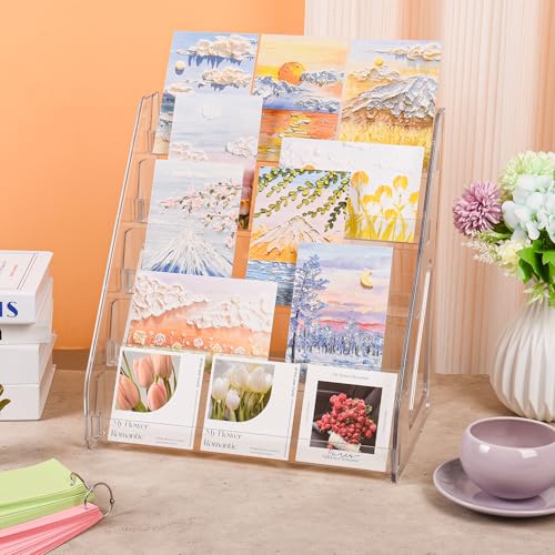 CELSOL Elevated 5 Tier Clear Acrylic Card Display Stand for Trading Cards, Sports Cards, Greeting Cards, Stickers – Slanted Holder for PSA Slabs, Vendors, Collectors & Retail (5 Tier 1 Pack) by CELSOL - Image 4