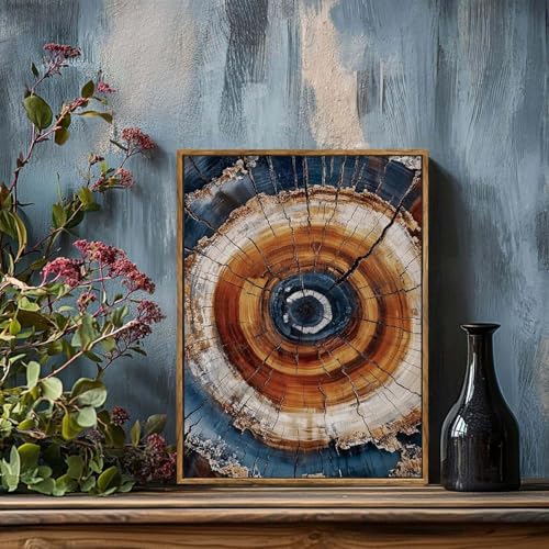 BingruiArt Faux Wood Tree Ring 05 Canvas Wall Art 12x16 Framed by BingruiArt - Used condition - Image 3