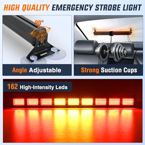 Image of Nilight 162 LED Traffic Advisor Strobe Light Bar with Controller Amber Red