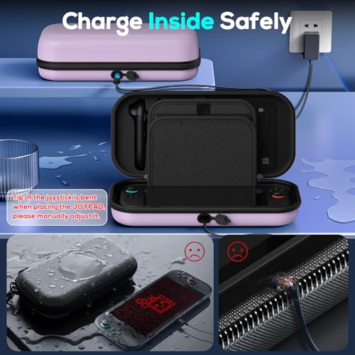 Image of Auarte [Charge inside Carrying Case for Nintendo Switch 2 2025 / Switch OLED / Switch with Adapter and for Joy Cons Storage, Travel Cases for Switch 2 Console with 22 Game Card Storage (Lighte Purple)