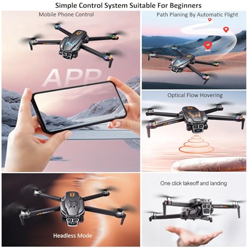 Drone with Phantom Breathing Light, Camera 6K HD FPV, Brushless Motor, 360°Flip and Intelligent Obstacle Avoidance, Waypoint Fly, Altitude Hold, Optical Flow Positioning, Foldable Drone for Beginners - Image 3