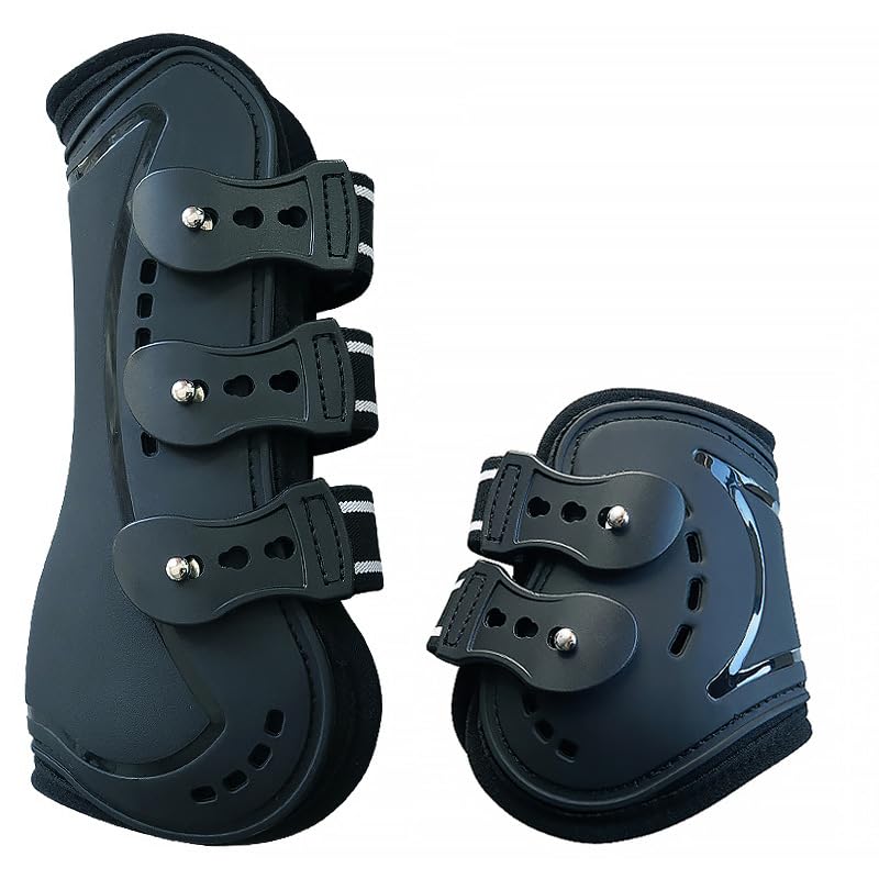 Merauno® Gaiters & Fetlock Caps, Set of 4 Gaiters, Horse Tendon Bandage with Robust Elastic, PU Shell - Image 3