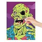 Halloween Games Pin The Eyeball on The Zombie 48 Players Halloween Party Game Birthday Wedding Babyshower Halloween Activity School Home Office Indoor with 2 Blindfolds Zombie Themed Games