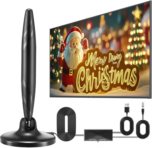 DVB-T/T2 Antenne mit Verstärker, Zimmerantenne für Fernseher,TV-Antenne mit hochverstärktem Magnetfuß, 360°-Empfang, Unterstützt 4K/1080P HD-Kanäle und alle Fernseher.