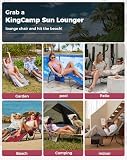 KingCamp Leżak składany z 5-stopniową regulacją oparcia Leżak ogrodowy składany Leżak plażowy Leżak kempingowy Łóżko składane, do ogrodu, na taras, na basen, na kemping, na zewnątrz