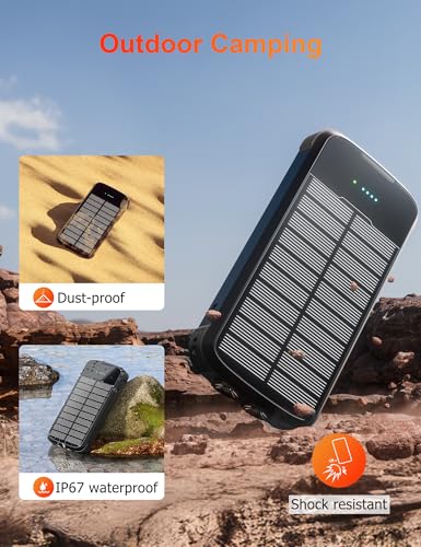 Image of Solar-Power-Bank-Charger, 40000mAh Portable Phone Charger Built in 4 Cables with USB C in /Output, 5V3.1A QC 3.0 Fast Charging External Batter, External Battery Pack with Dual Bright Flashlights