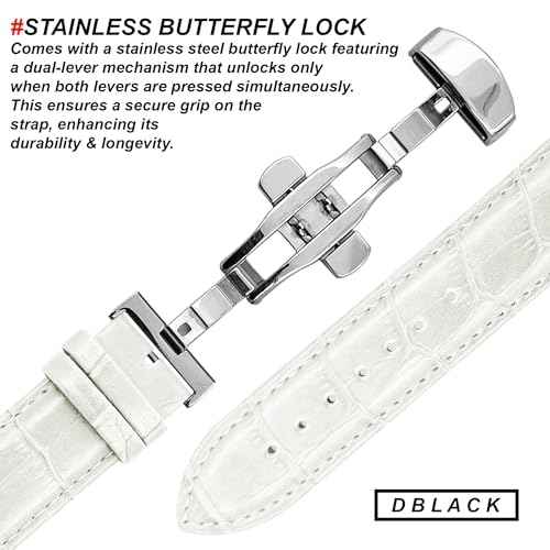 Image of DBLACK ''HOOK'' Leather Watch Strap with Butterfly Lock, Bamboo Design Pattern Full Padded Watch Belt / / For 18mm, 20mm, 22mm, or 24mm Watch Band (Choose Your Size & Color)