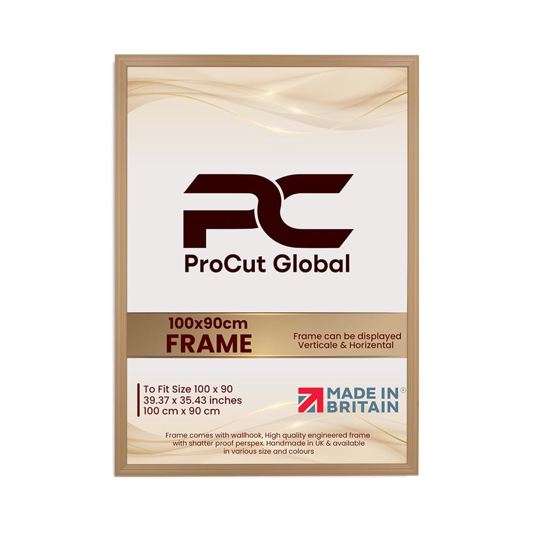 Procut Global 100x90CM Country Pine Picture Frames - Classic Wooden Photo Frame with Shatterproof Perspex for Wall or Tabletop - Perfect for Posters, Certificates & Prints - Sizes & Colors Available — image 1