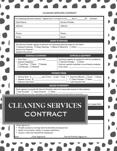 Cleaning Services Contract Form Book: Professional Cleaning Service Agreement Templates For...