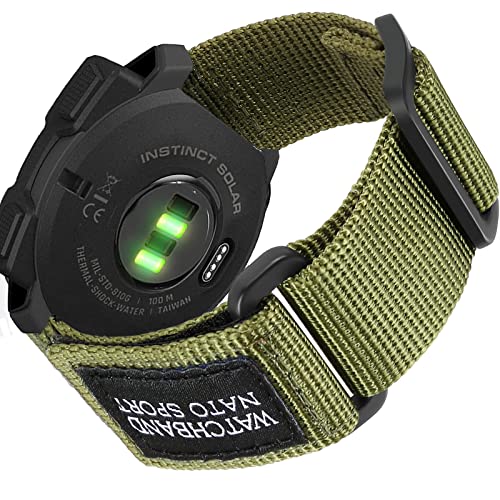 Olytop for Garmin Instinct/2 Solar Watch Bands, Rugged Nylon Sport Replacement Watch Strap Wristband Bracelet Men Women for Instinct Tactical/Esports/Solar/Tide Smartwatch-Army Green
