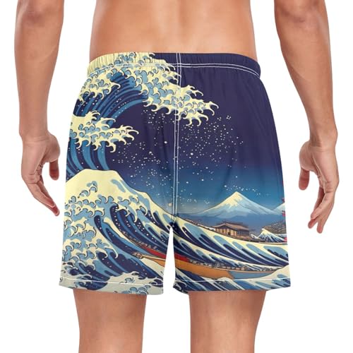 Great Wave Mens Swim Trunks, Quick Dry Mens Boardshorts, 4.7 Inches Inseam Mens Bathing Suits with Mesh Lining（805）2