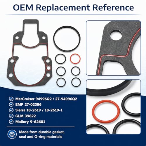 Image of 94996Q2 Bell Housing Gasket Kit Fit for MerCruiser Alpha Gen II | Compatible with R MR serial 6225577-up from 1983, replaces 18-2619-1 EMP 27-02386 GLM 39622 Mallory 9-62601
