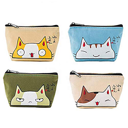 4 Stück Portemonnaie Münzbeutel Kleingeldbörse Täschchen Klein Minigeldbörse mit Reißverschluss Coin Purse Wallet Geld für Damen und Mädchen Münzbörsen für Damen Schön Cover