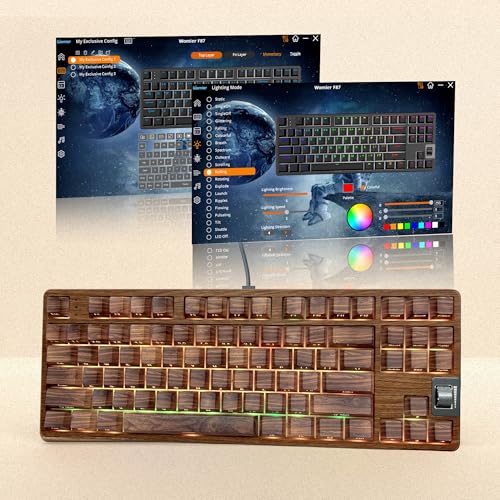 Image of Womier Retro Wired TKL Mechanical Keyboard with Volume Wheel,75% Percent RGB Backlit Gaming Keyboard,Hot Swappable with PBT keycaps,Pre-lubed Stabilizer for Mac /Win,Wood Pattern Theme