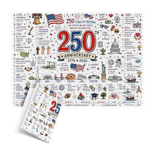 Puzzle 1000 pièces USA patriotique et éducatif pour le 250e anniversaire