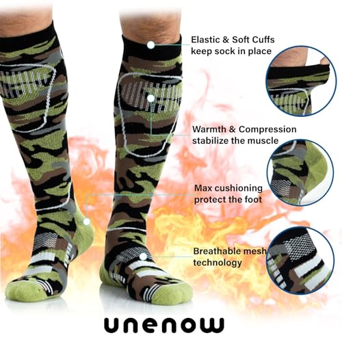 Merino Wool Ski Socks 2 Pairs, Thermal Knee High Warm Socks for Snowboarding, Hiking, Cold Weather, Snow, Hunting4