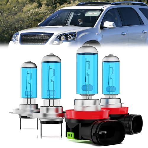 Image of Headlights Fit for GMC Acadia 2007-2012 Halogen Headlight Bulbs,H7 High Beam + H11 /H8 /H9 Low Beam Headlight Bulbs,Plug And Play,Pack of 4 (GMC Acadia 2007-2012)