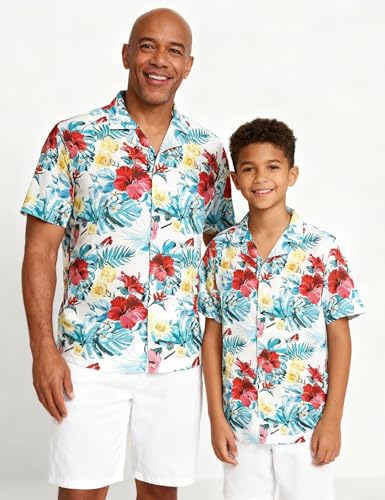 Image of SANGTREE Family Matching Hawaiian Outfits , Casual Beach Travel Clothes ,Vacation Clothing Set for Women & Men & Girls & Boys