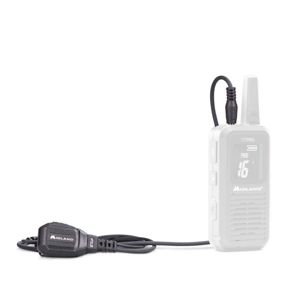 Midland MA31 777PRO Microfono Auricolare Pneumatico PTT 1 Pin 3,5mm Cavo Silicone Trasparente