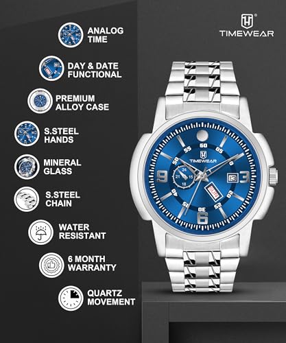 Image of TIMEWEAR Analog, Day Date Functioning, Stainless Steel Chain Watch for Men