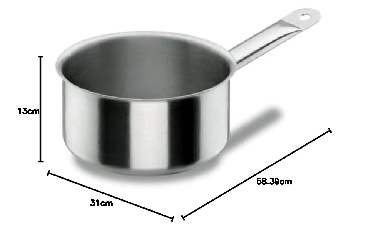 LACOR 50228 - Cazo Recto Chef Classic 28cm Acero Inoxidable - Profesional | En acero inoxidable, para salsas, leche y raciones pequeñas; ideal para cocina profesional y uso diario en casa