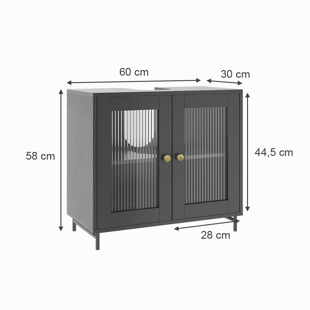 Vicco Waschbeckenunterschrank Malte, Grau, 60 x 58 cm