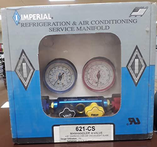 Manifold de 4 válvulas Imperial Eastman 621CS con visor de vidrio y mangueras de 60 pulgadas miniatura 1