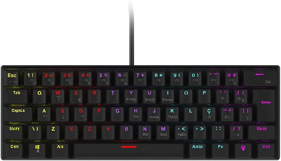 TECLADO MECÂNICO 60% VINIK ANIHI BLACK - SWITCH RED - LED RAINBOW - ANIHIBKRD